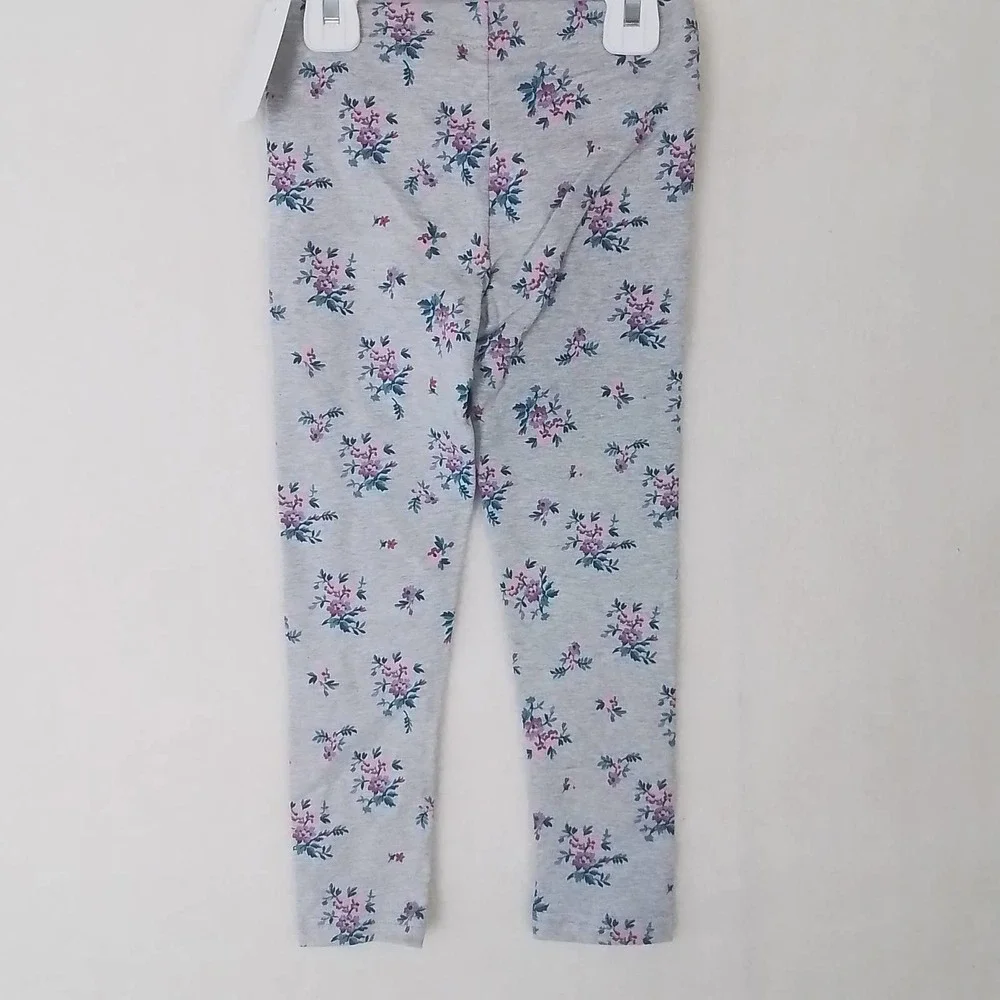 OshKosh Cotton Blend Leggings Size 4‎ in Gray w/ Floral Print